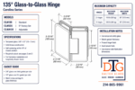 DT Carolina Beveled 5 Degree Positive Close Glass To Glass 135 Degree Hinge - Image 12
