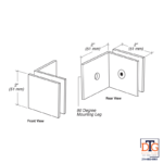 DT Square Wall Mount Glass Clamps With Large Leg - Image 12
