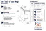 DT Glendale Series 135 Degree Adjustable Glass-to-Glass Hinge for 3/8" to 1/2" Glass - Image 18