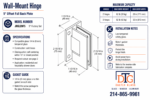 DT Junior Glendale Square 5 Degree Wall Mount Hinge Full Back Plate - Image 12