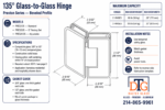 DT Preston Series 135 Degree Adjustable Glass-to-Glass Hinge for 3/8" to 1/2" Glass - Image 18