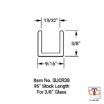 DT 3/8" Low Profile U-Channel for 3/8" Glass - 95" Long - Image 8