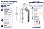 DT Zephyr Wall Mount Outswing Hinge for 3/8" Glass - Image 17