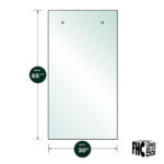 DT 3/8" Clear Tempered Glass For Clear Water Shower Slider 30" x 65-3/4" Blank (2) 5/8" Holes at Top