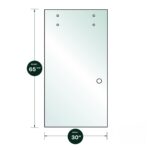 DT 3/8" Clear Tempered Glass For Clear Water Shower Slider 30" x 65-5/8" - Prep for Finger Pull