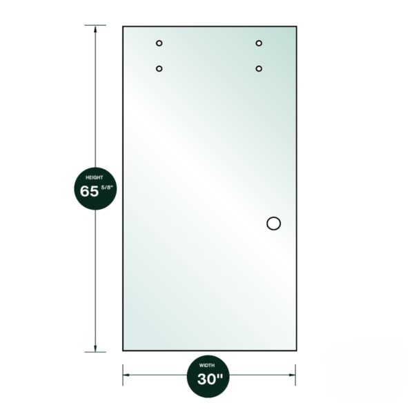 DT 3/8" Clear Tempered Glass For Clear Water Shower Slider 30" x 65-5/8" - Prep for Finger Pull