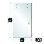 DT 3/8" Clear Tempered Glass For Clear Water Shower Slider 30" x 65-5/8" - Prep for Finger Pull