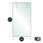 DT 3/8" Clear Tempered Glass For Clear Water Shower Slider 30" x 75-5/8" - Prep for 8" CTC Handle