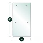 DT 3/8" Clear Tempered Glass For Clear Water Shower Slider 30" x 75-3/4" - Prep for 24" CTC Towel Bar