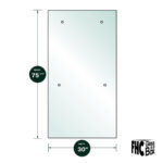 DT 3/8" Clear Tempered Glass For Clear Water Shower Slider 30" x 75-3/4" - Prep for 24" CTC Towel Bar