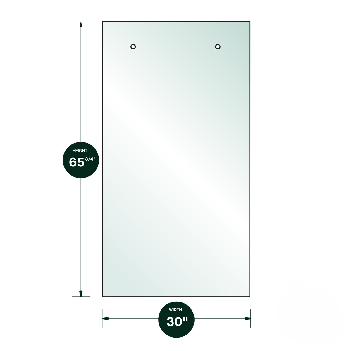 dg3066b-main_1_1 DT Denali Fixed Panel 3/8" Clear Tempered Glass - 30" x 65-3/4" Blank (2) 1/2" Holes at Top - Image 1
