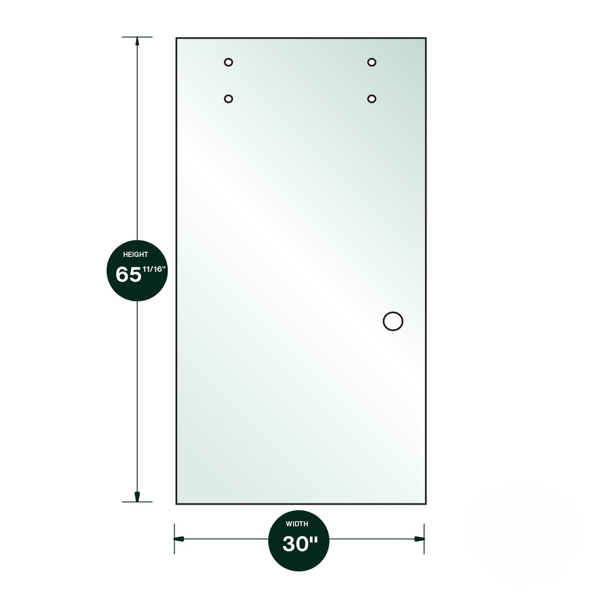 dg3066f-main DT Denali Sliding Door 3/8" Clear Tempered Glass - 30" x 65-11/16" - Prep for Finger Pull - Image 1