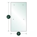 DT Denali Fixed Panel 3/8" Clear Tempered Glass - 30" x 65-3/4" - Prep for 24" CTC Towel Bar