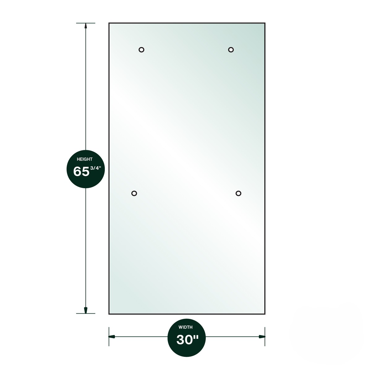 dg3066t-main DT Denali Fixed Panel 3/8" Clear Tempered Glass - 30" x 65-3/4" - Prep for 24" CTC Towel Bar - Image 1