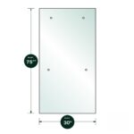 DT Denali Fixed Panel 3/8" Clear Tempered Glass - 30" x 75-3/4" - Prep for 24" CTC Towel Bar