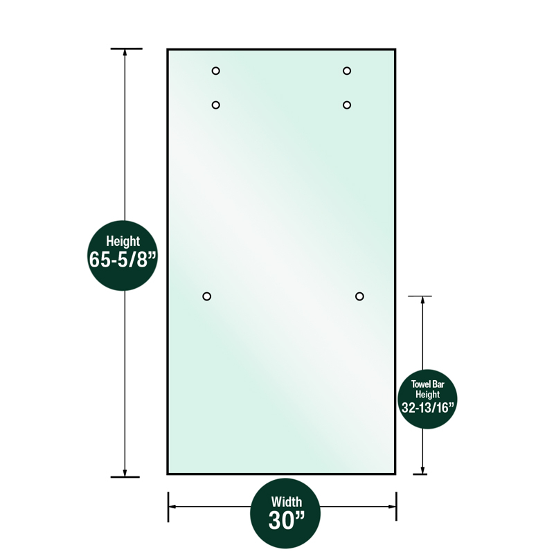 ng3066t-1wr DT 3/8" Clear Tempered Glass For Napa Shower Slider 30" x 65-5/8" - Prep for 24" CTC Towel Bar - Image 1