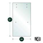 DT 3/8" Clear Tempered Glass For Napa Shower Slider 30" x 75-5/8" - Prep for 24" CTC Towel Bar