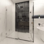 DT Ridgeline Bottom Rolling Shower Door Kit Square Roller Housing for 1/2" Glass