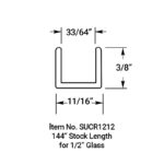 DT 3/8" Low Profile U-Channel for 1/2" Glass - 95" Long - Image 14