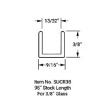 DT 3/8" Low Profile U-Channel for 3/8" Glass - 95" Long - Image 6