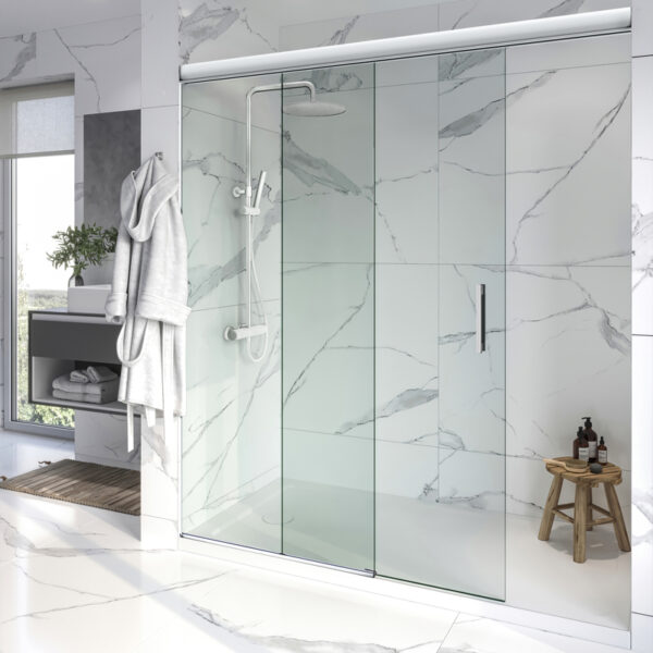 DT TideWater Series Soft-Stop Sliding Shower Door Kit for 3/8" Glass - Brite Chrome Anodized