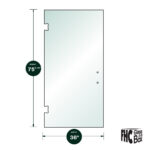 DT 3/8" Clear Tempered Glass For Venice/Carolina SD Hinge 36" x 75-9/16" - Prep for 8" CTC Handle