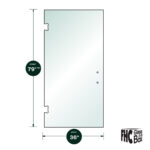 DT 3/8" Clear Tempered Glass For Venice/Carolina SD Hinge 36" x 79-9/16" - Prep for 8" CTC Handle