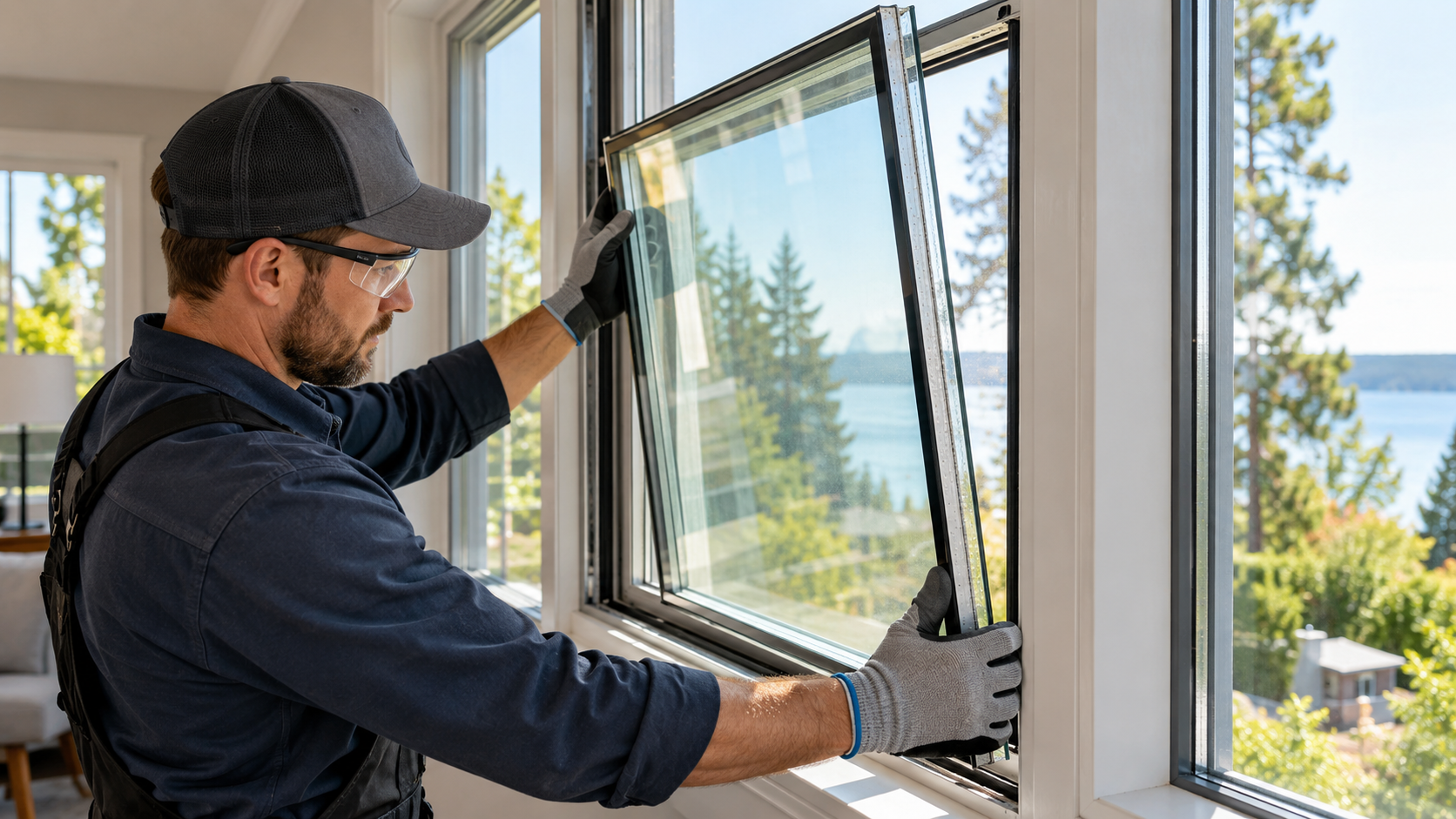 Glazier replacing an insulated glass unit while keeping the existing window frame in place